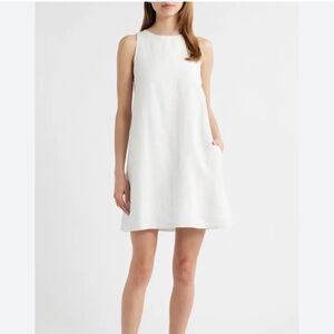 Madewell Linen Shift Mini Dress White Small Classic Minimalist Casual Summer NWT